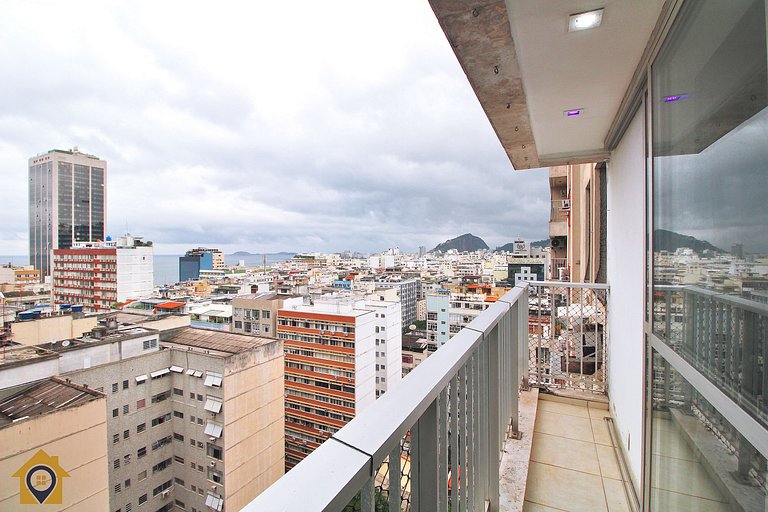 Amplo 2 Quartos com Vista Mar: 300m da Praia Copacabana