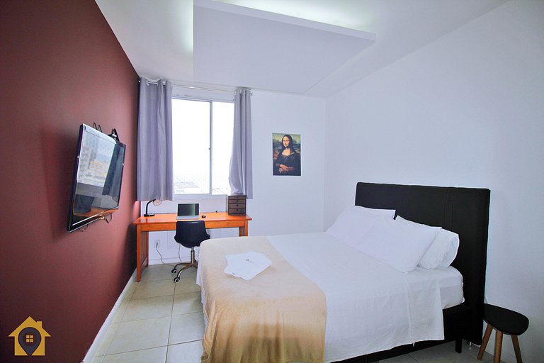 Amplo 2 Quartos com Vista Mar: 300m da Praia Copacabana