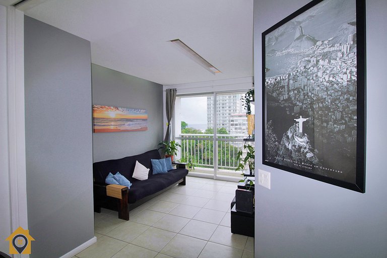 Amplo 2 Quartos com Vista Mar: 300m da Praia Copacabana