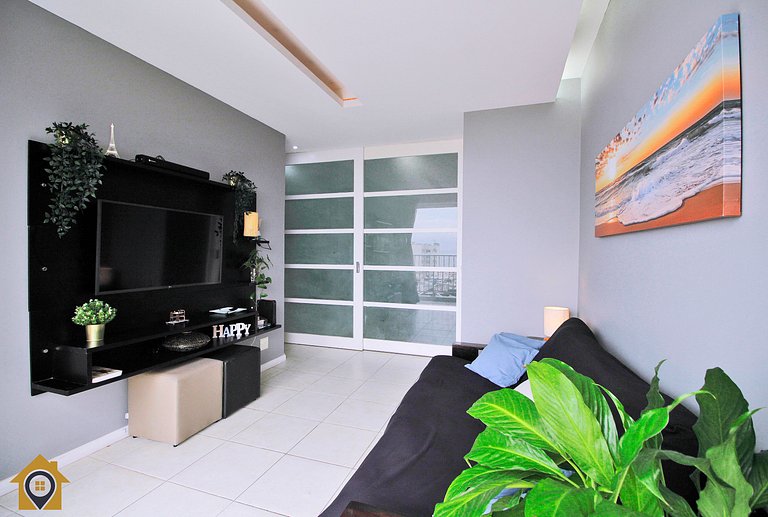 Amplo 2 Quartos com Vista Mar: 300m da Praia Copacabana