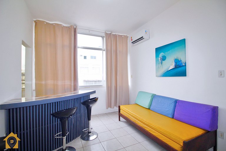 Quarto e Sala com Vista Mar e Cristo p/ 4 pessoas