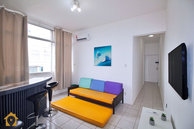 Quarto e Sala com Vista Mar e Cristo p/ 4 pessoas