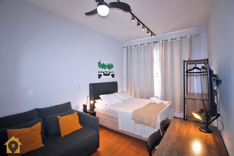 Studio p/ 4 Pessoas Silencioso a 30m da Praia