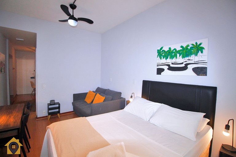 Studio p/ 4 Pessoas Silencioso a 30m da Praia