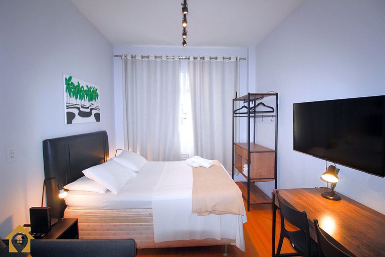 Studio p/ 4 Pessoas Silencioso a 30m da Praia