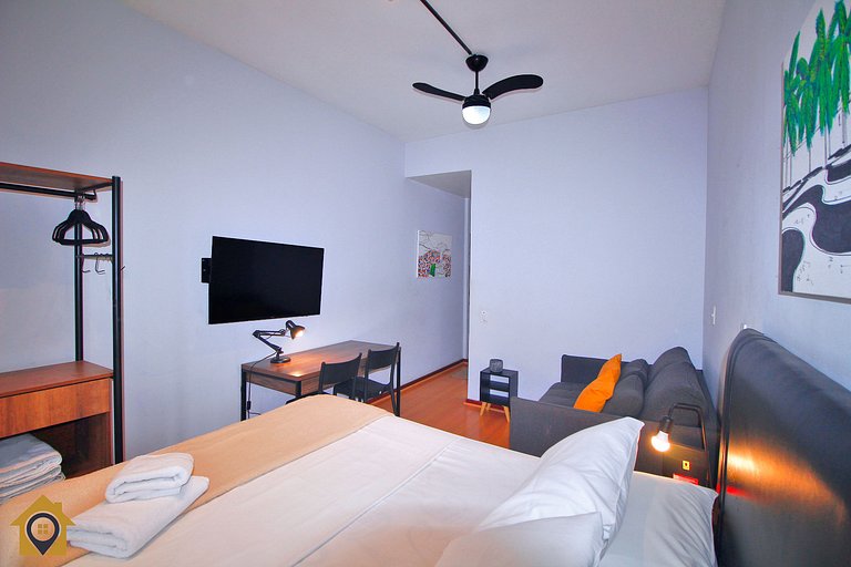 Studio p/ 4 Pessoas Silencioso a 30m da Praia