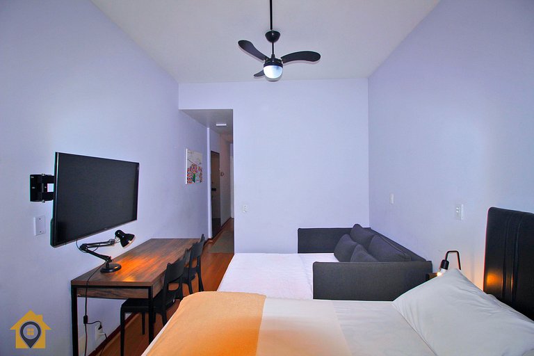 Studio p/ 4 Pessoas Silencioso a 30m da Praia