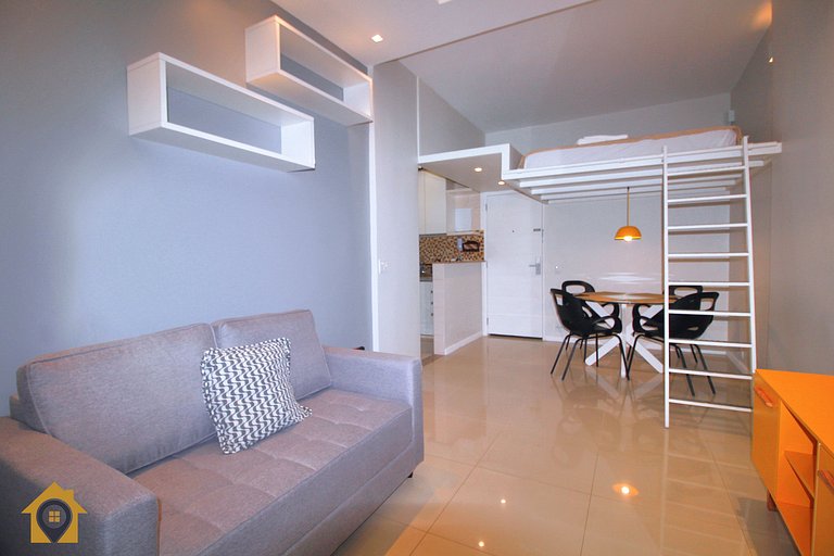 Studio Equipado e Novo na Quadra da Praia